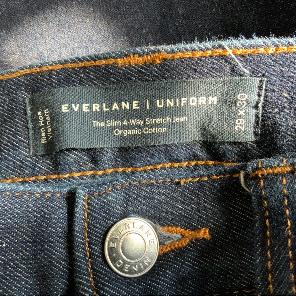 Everlane The Slim 4 - Way Stretch Organic Jeans Uniform Dark Wash Indigo 29 x 30 - Picture 3 of 7
